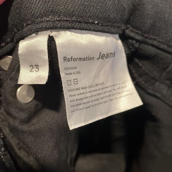 Reformation Black High Rise Skinny Jeans Distressed Womens 23 Denim Casual Fall - Picture 7 of 7